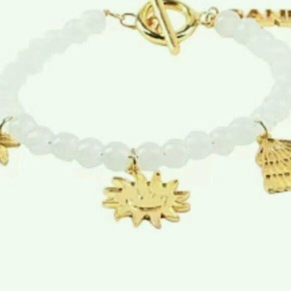 Ganni White beaded bracelet with gold charms - Picture 3 of 8